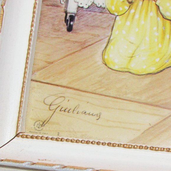 Vintage Framed Print LITTLE GIRL PRAYING Giuliana Art Bonella Milano Italy Retro - Picture 5 of 11